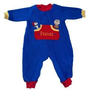 PEANUTS Collection Vintage Charlie Brown Snoopy Football One Piece Romper Sz 12M